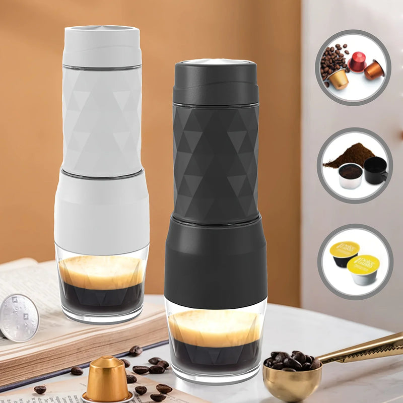 Cafetera portátil 3 en 1 para cápsulas y café molido