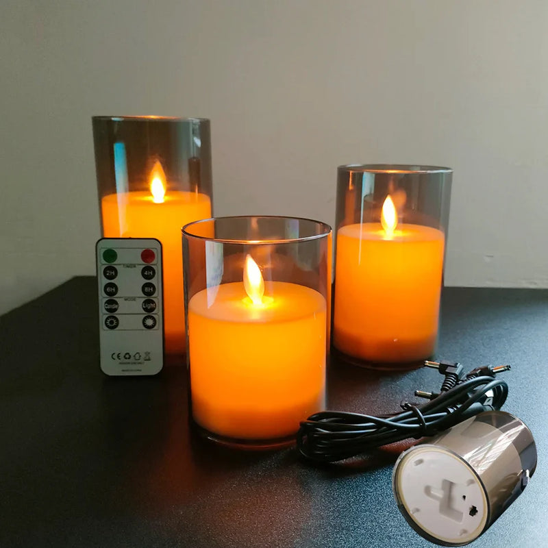 Luz de vela LED recargable por USB con mando a distancia