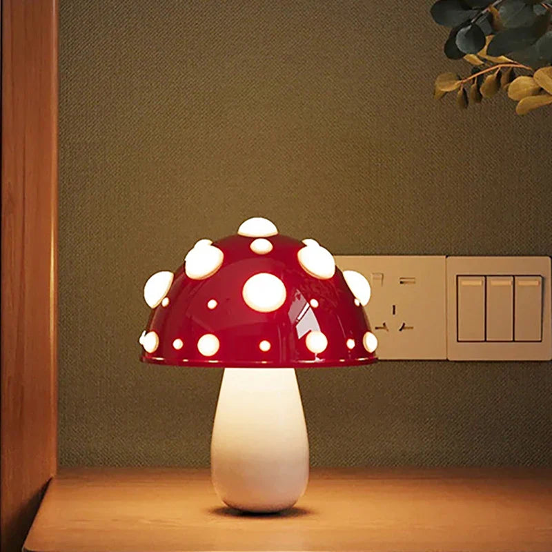 Lámpara de mesa LED con forma de seta, recargable por USB